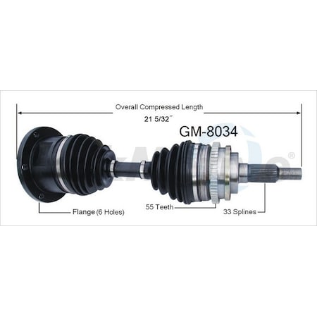 Surtrack Axle Cv Axle Shaft, Gm-8034 GM-8034